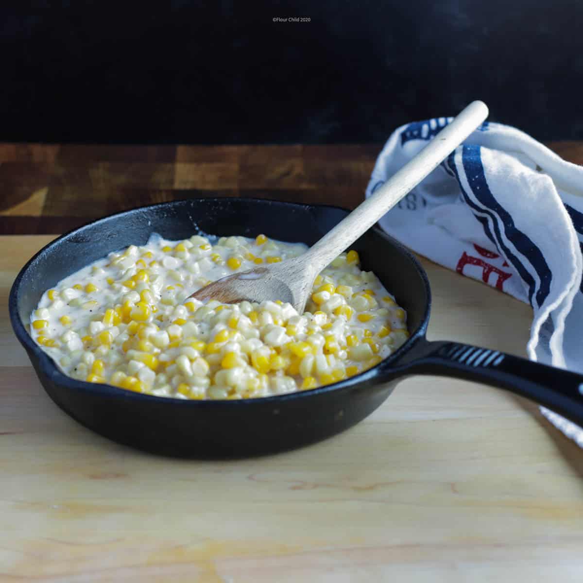 This southern sweet creamed corn recipe features both yellow and white corn for color variation in the dish.