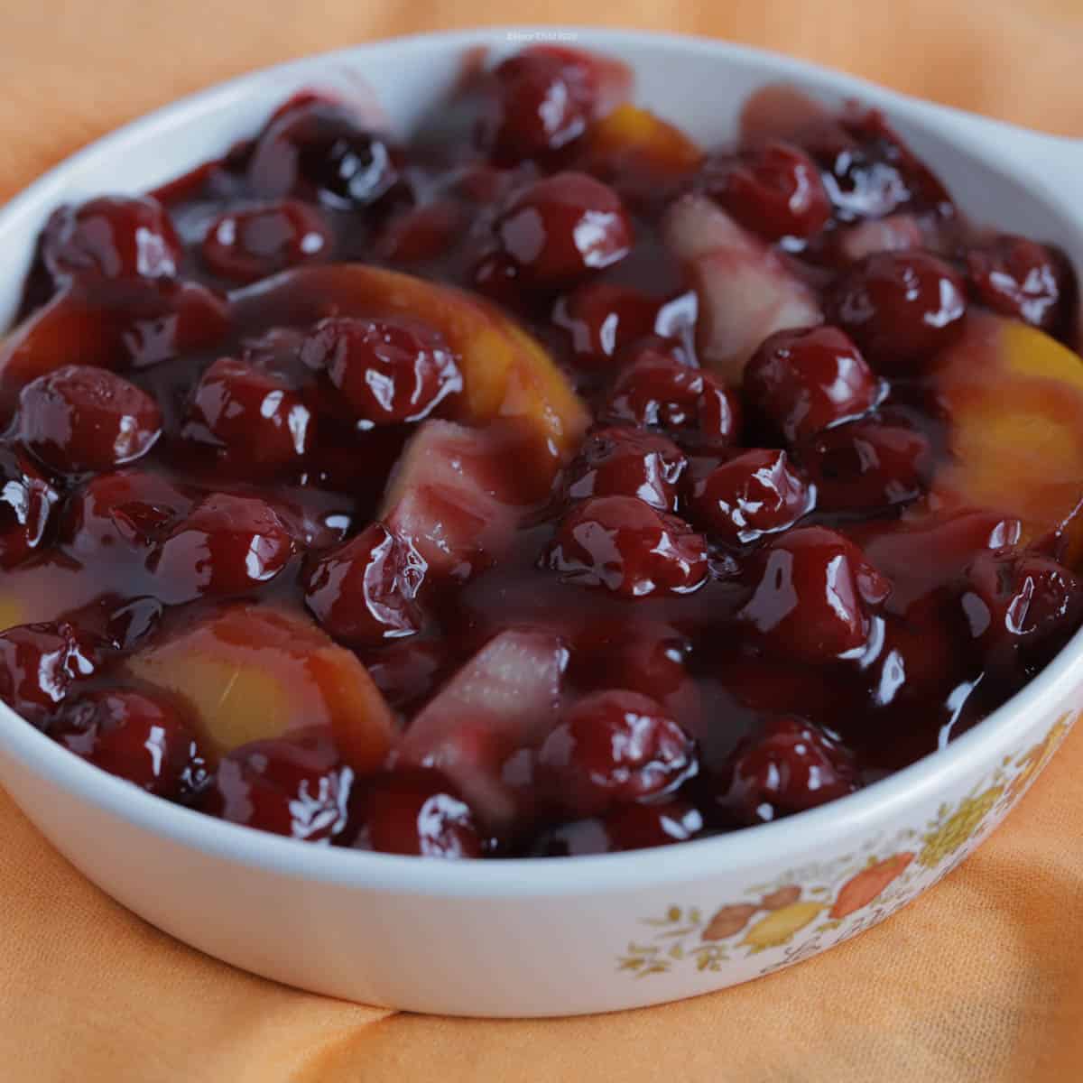 This easy peach pineapple cherry hot fruit compote takes minutes to prepare and is a tasty dish for virtually any meal.