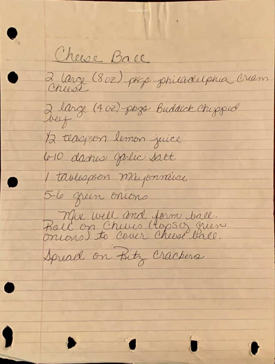 Original handwritten recipe card