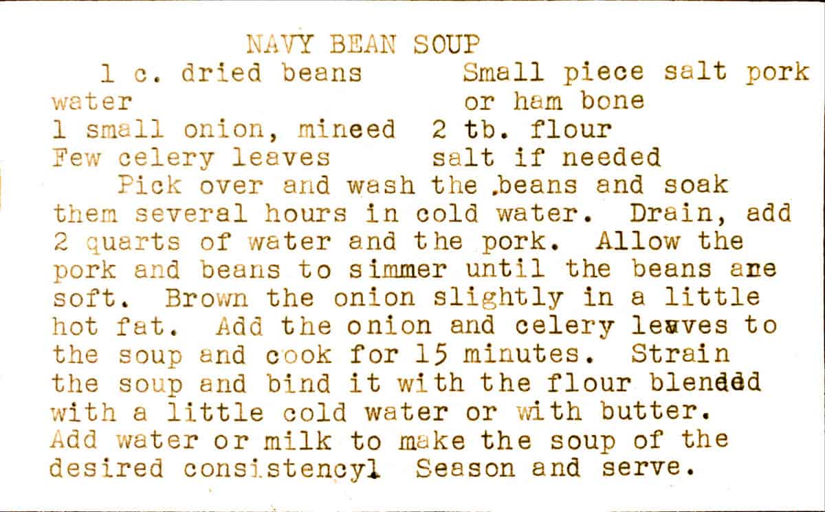 mid century typed recipe card