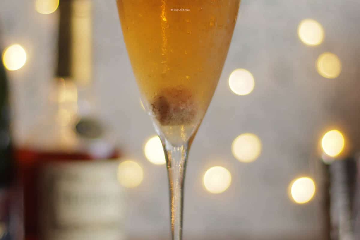 A champagne cocktail featuring the sugar cube.