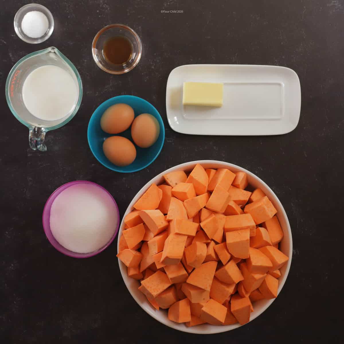 Ingredients for sweet potato casserole