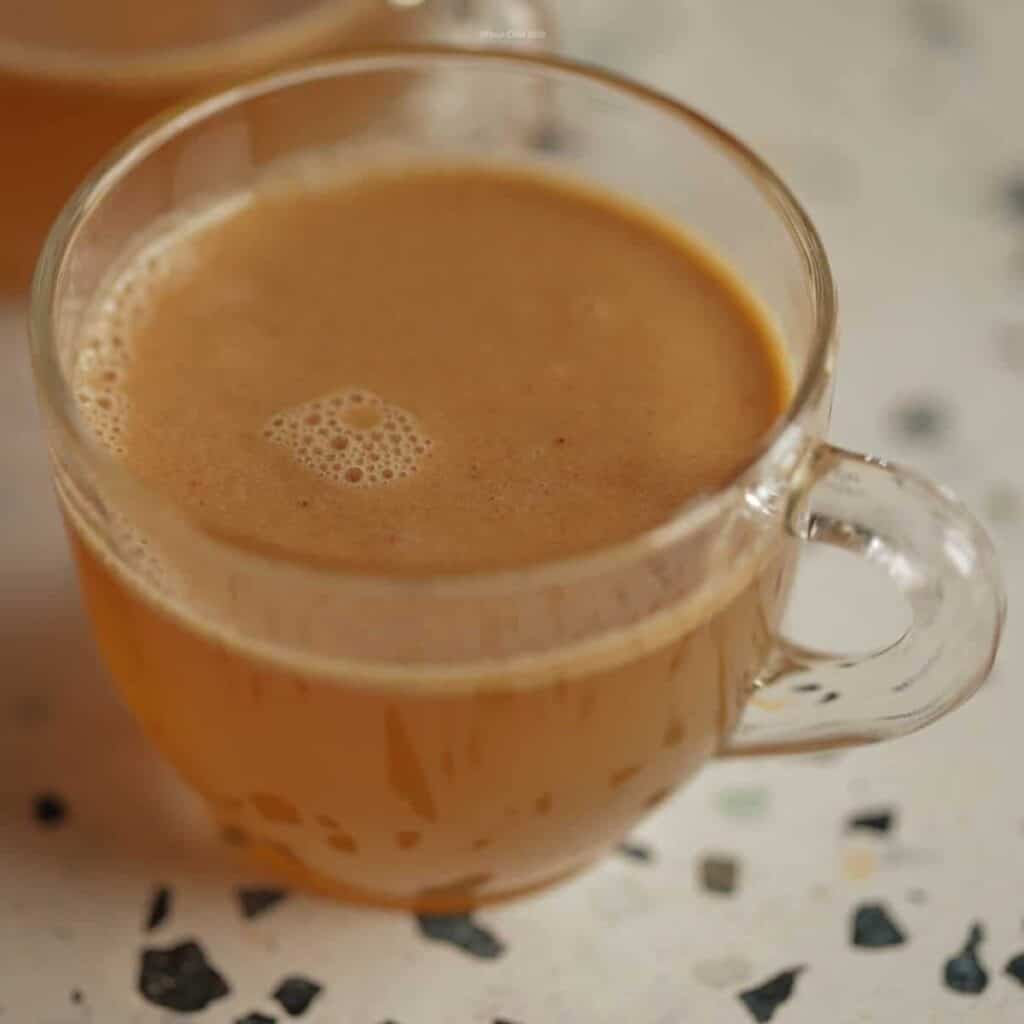Closeup of a Butter Bourbon in a clear mug
