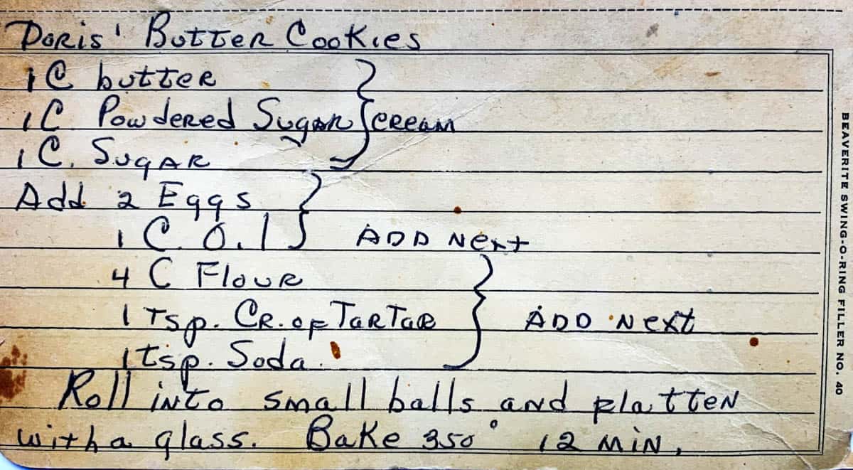 Original mid century handwritten recipe card