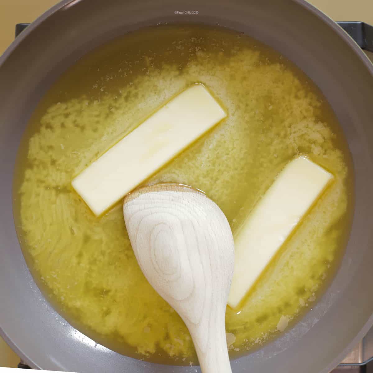 Butter melting in skillet