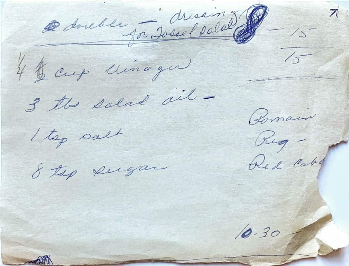 Original handwritten recipe