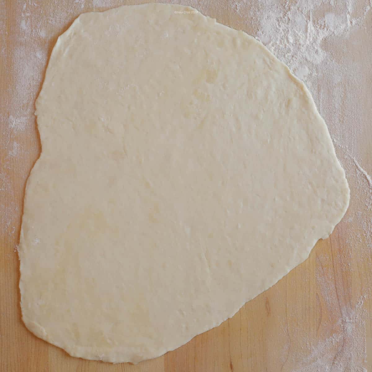 Dough for dumplings, rolled out