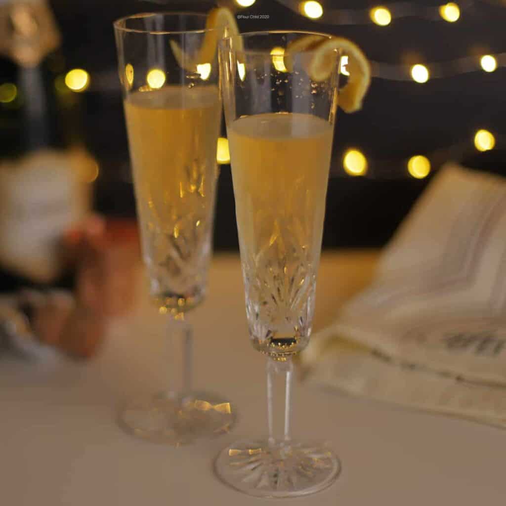 two champagne glasses