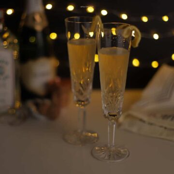 two champagne glasses