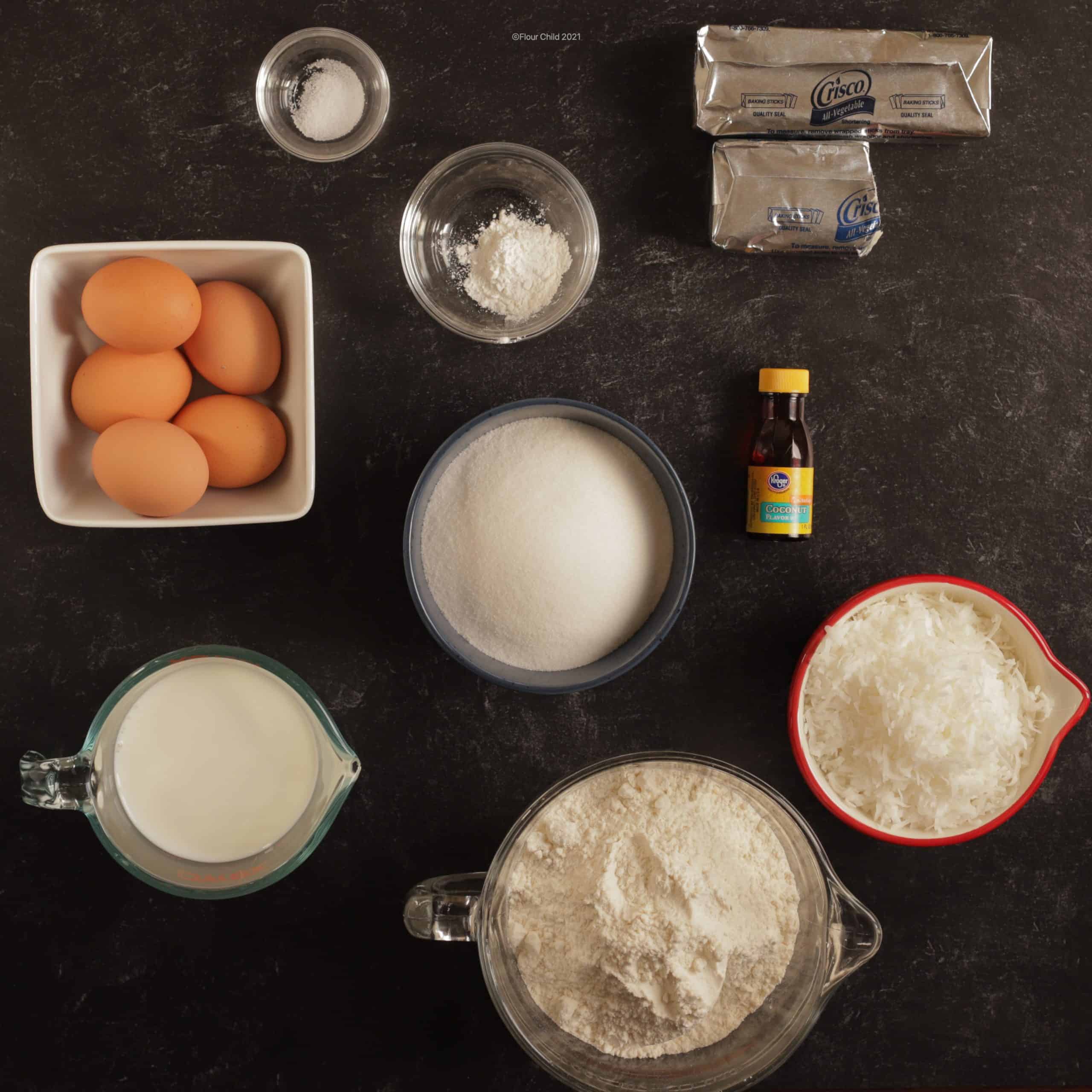 Ingredients for coconut poundcake