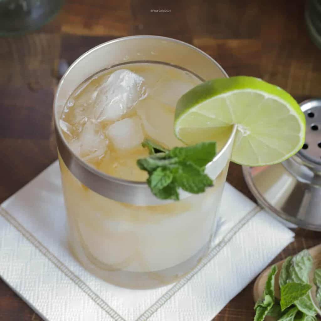 Mai Tai cocktail in highball glass.