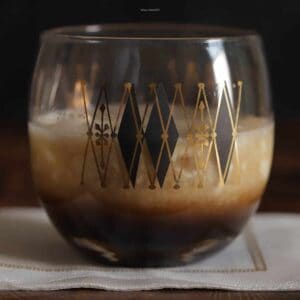 Closeup of a white russian cocktail