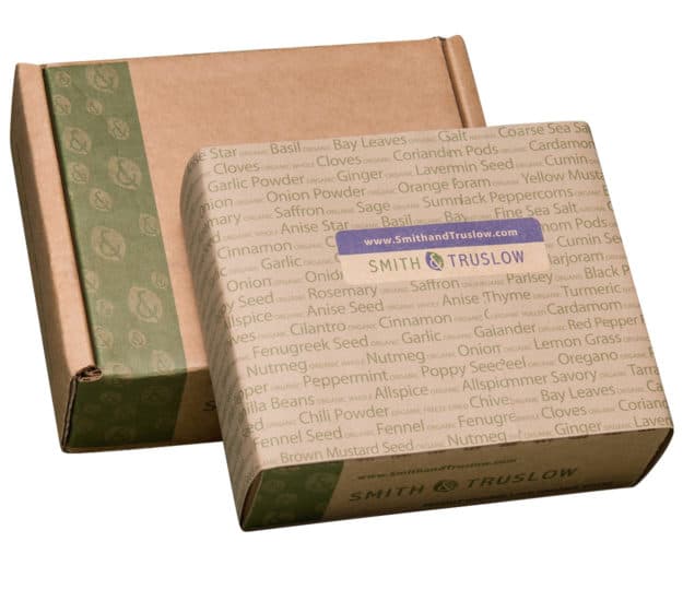Two closed gift boxes of smith and truslow spices