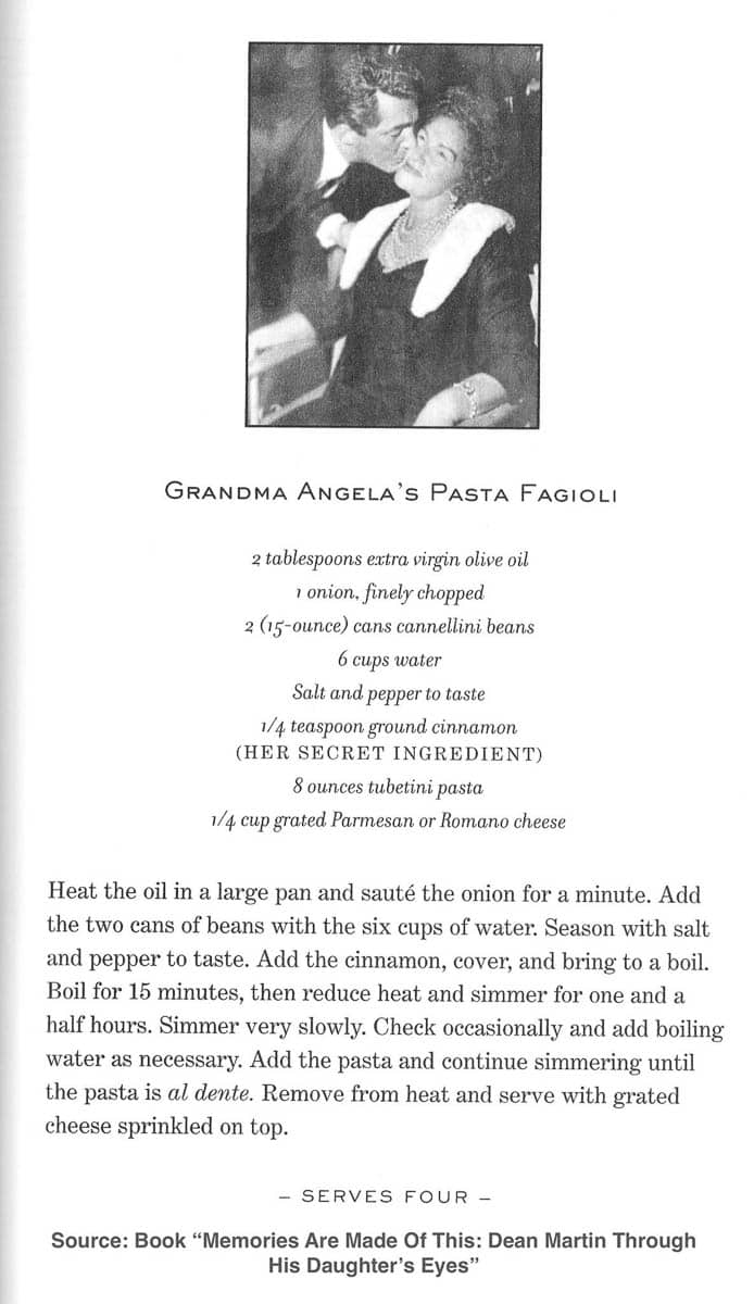 A copy of Angela Martin's recipe for pasta fagioli.