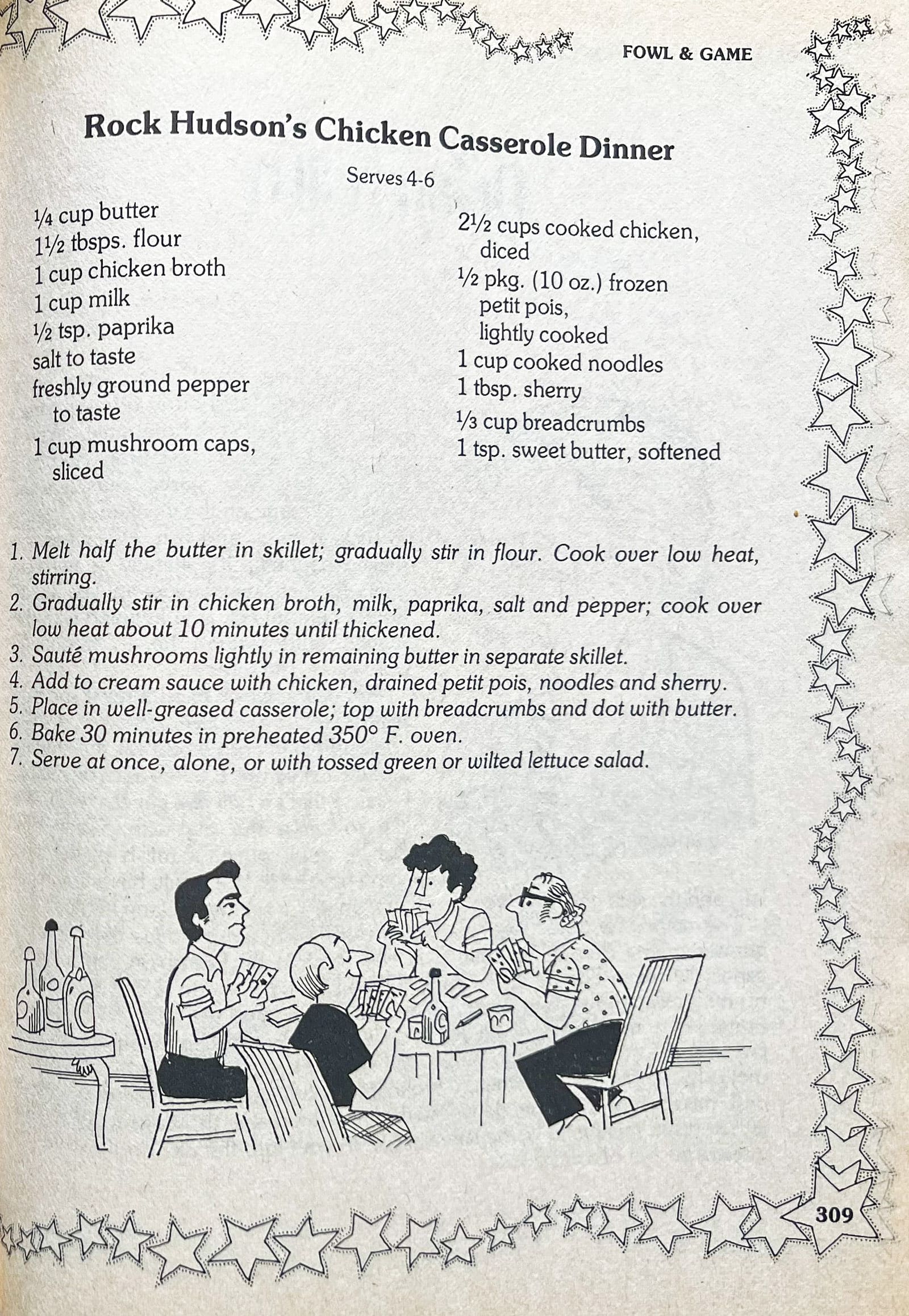 Photo of original recipe for Rock Hudson's Chicken Casserole.